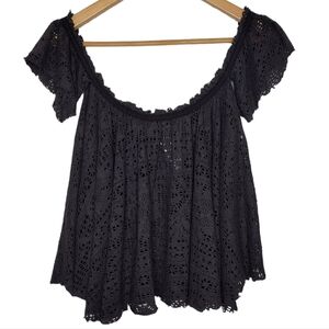 Free People Black Lace Crop Top